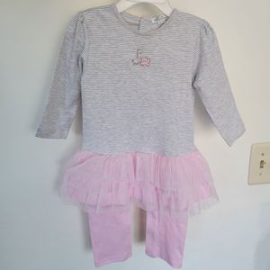 Kissy Kissy baby girl one piece size 12-18 mos, gray/white/pink